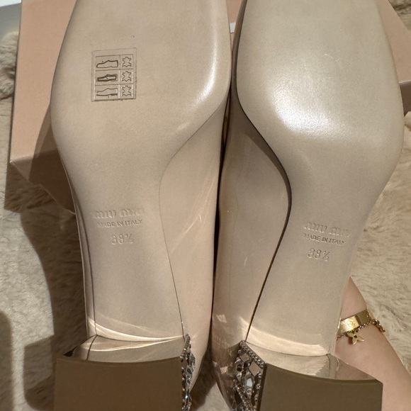 Miumiu crystal nude wedge pump size 38.5 - Picture 3 of 5